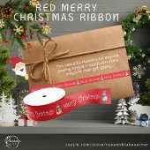 Red Merry Christmas Ribbon Ripsband