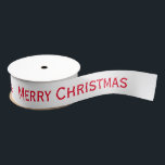 Red Merry Christmas Ribbon Ripsband<br><div class="desc">Rote frohe Weihnachts Ribbon Typografie. Erhältlich in Satin und zwei verschiedenen Größen. Alle Cucamelon Creation Designs sind urheberrechtlich geschützt.</div>