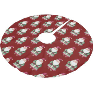 Red Merry Christmas Santa Polyester Weihnachtsbaumdecke