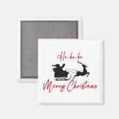 Red Merry Christmas Santa Sleigh und Reindeer Magnet (Vorderseite/Rückseite)