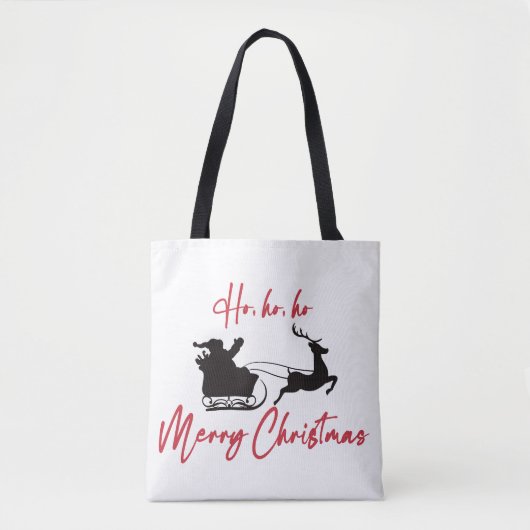 Red Merry Christmas Santa Sleigh und Reindeer Tasche (Vorderseite)