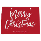Red Merry Christmas Script Geschenktaschen Große Geschenktüte (Vorderseite)