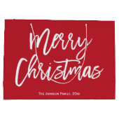 Red Merry Christmas Script Geschenktaschen Große Geschenktüte (Rückseite)