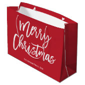 Red Merry Christmas Script Geschenktaschen Große Geschenktüte (Rückseite Schrägansicht)