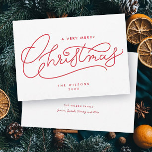 Red Merry Christmas Script Minimalistisch Feiertagskarte