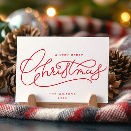 Red Merry Christmas Script Minimalistisch Feiertagskarte
