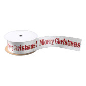 Red Merry Christmas Script Pattern Satinband (Spule)