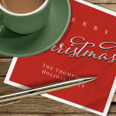 Red Merry Christmas Script Personalisiert Serviette