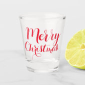 Red Merry Christmas Shot Geschenk Skriptkalligrafi Schnapsglas (Vorderseite)