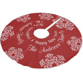 Red Merry Christmas Snowflake Personalisiert Polyester Weihnachtsbaumdecke (Schrägansicht)