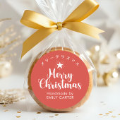 Red Merry Christmas Star Japanische Kalligrafie Runder Aufkleber