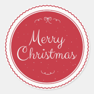 Red Merry Christmas Sticker Geschenk Tag