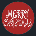 Red Merry Christmas Stickers<br><div class="desc">Fügen Sie eine besondere Touch zu Ihren Arrangements in dieser Urlaubssaison mit diesen roten Weihnachtsaufklebern hinzu. Wählen Sie die Schaltfläche "Anpassen", um Text und mehr zu personalisieren!</div>