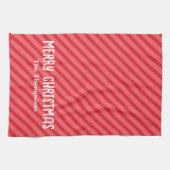 Red Merry Christmas Striped Personalisiert Geschirrtuch (Horizontal)