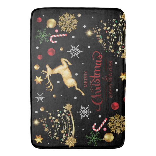 Red Merry Christmas Tree Badematte (Vorderseite Vertikal)