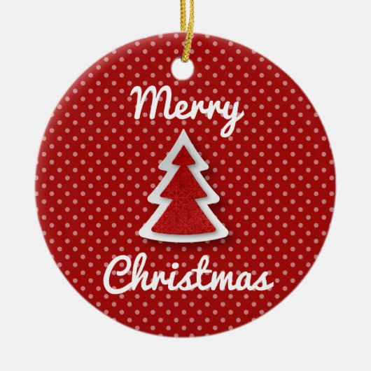 Red Merry Christmas Tree Circle Ornament (Vorne)