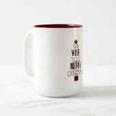 Red Merry Christmas Tree Wish Zweifarbige Tasse (Vorderseite Links)