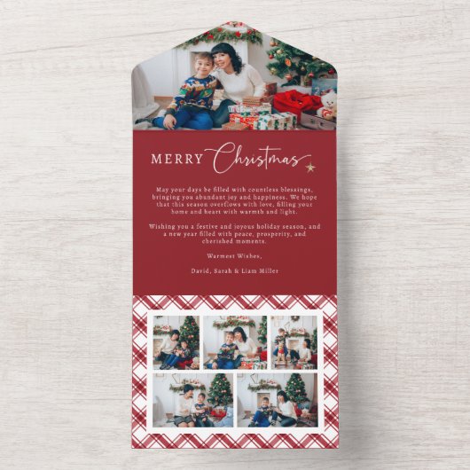 Red Merry Christmas Trifold Card All In One Einladung (Innen Boden)