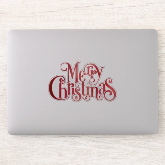 Red Merry Christmas Typografy Festive Schriftart Aufkleber (Computer)