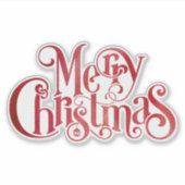 Red Merry Christmas Typografy Festive Schriftart Aufkleber (Vorderseite)
