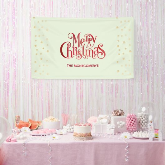 Red Merry Christmas Typografy Festive Schriftart Banner (Party)