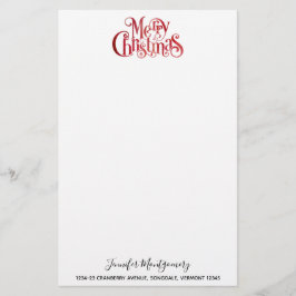 Red Merry Christmas Typografy Festive Schriftart Briefpapier