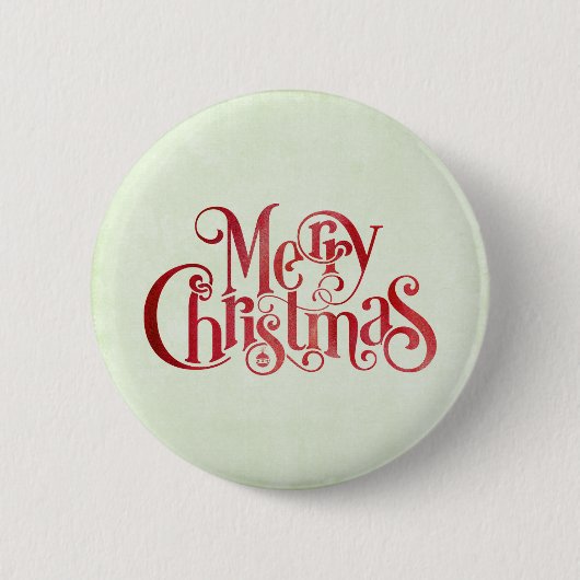 Red Merry Christmas Typografy Festive Schriftart Button (Vorderseite)
