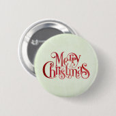 Red Merry Christmas Typografy Festive Schriftart Button (Vorne & Hinten)