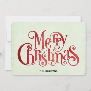 Red Merry Christmas Typografy Festive Schriftart Feiertagskarte