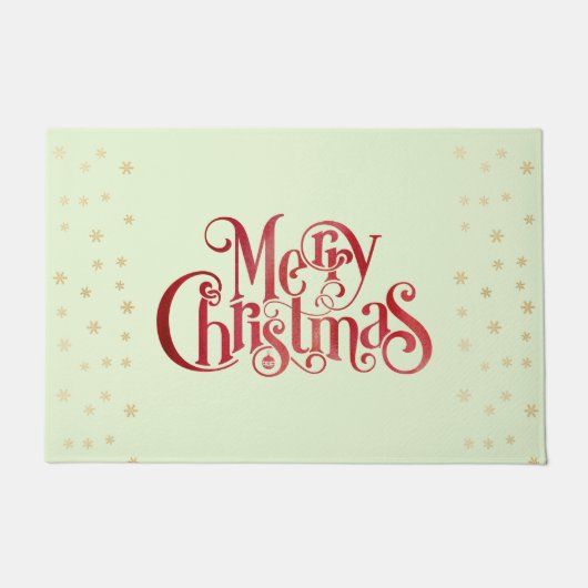 Red Merry Christmas Typografy Festive Schriftart Fußmatte (Vorderseite)