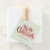 Red Merry Christmas Typografy Festive Schriftart Geschenkanhänger (Beispiel)