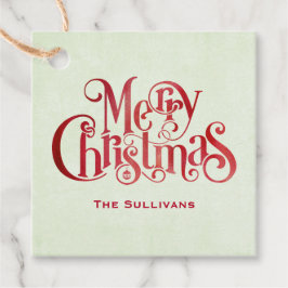 Red Merry Christmas Typografy Festive Schriftart Geschenkanhänger