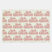 Red Merry Christmas Typografy Festive Schriftart Geschenkpapier Set (Vorderseite)