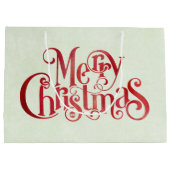 Red Merry Christmas Typografy Festive Schriftart Große Geschenktüte (Rückseite)