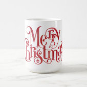 Red Merry Christmas Typografy Festive Schriftart Kaffeetasse (Mittel)