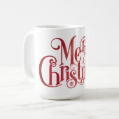 Red Merry Christmas Typografy Festive Schriftart Kaffeetasse (Vorderseite Links)