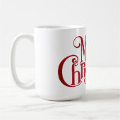 Red Merry Christmas Typografy Festive Schriftart Kaffeetasse (Links)