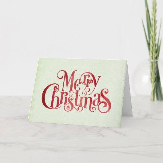 Red Merry Christmas Typografy Festive Schriftart Karte (Vorderseite)