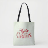 Red Merry Christmas Typografy Festive Schriftart Tasche (Vorderseite)