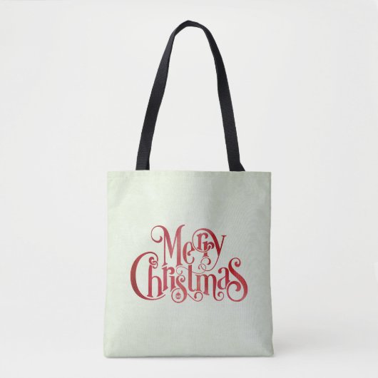 Red Merry Christmas Typografy Festive Schriftart Tasche (Vorderseite)