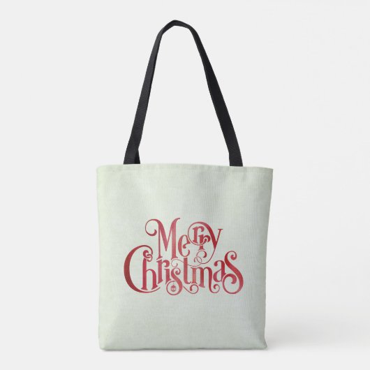 Red Merry Christmas Typografy Festive Schriftart Tasche (Rückseite)