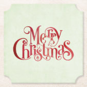 Red Merry Christmas Typografy Festive Schriftart Untersetzer (Vorderseite)