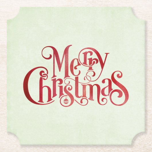 Red Merry Christmas Typografy Festive Schriftart Untersetzer (Vorderseite)