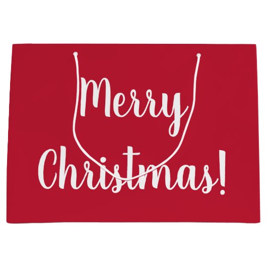 Red Merry Christmas Typografy Script Große Geschenktüte (Vorderseite)