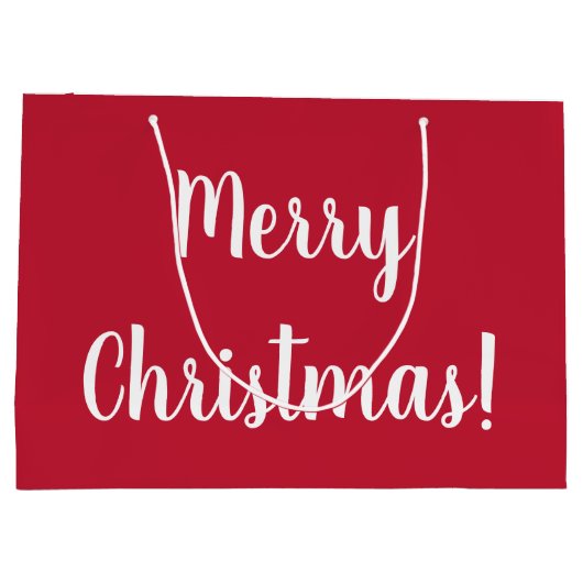 Red Merry Christmas Typografy Script Große Geschenktüte (Rückseite)