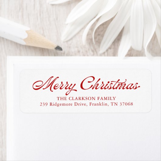 Red Merry Christmas Vintag Script Rücksendeadresse (Insitu)