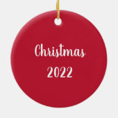Red Merry Christmas Weihnachten 2022 Typografie Keramik Ornament (Hinten)