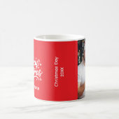 Red Merry Christmas White Script Snowflake Holiday Kaffeetasse (Mittel)