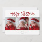 Red Merry Christmas White Wood Holiday Foto Einladung (Vorderseite)