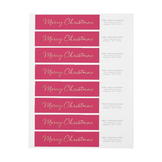 Red Merry Christmas Wraparound Label (Bogen)